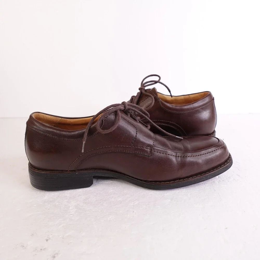 Johnston & Murphy Shoes Mens Size 9 Brown Apron Toe Derby Dress 7430 Lace Up